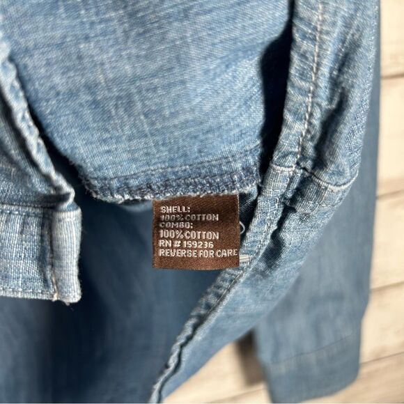 J.McLaughlin Denim Chambray Western Button Up Shirt Top Equestrian Minimalist M - Picture 6 of 7